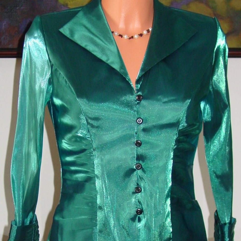 XSCAPE Special Occasion Top, sz 4 TEAL
